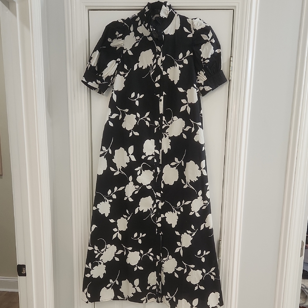Tuckernuck Black and White Floral Long Sleeve Dress